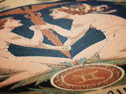 Art Nouveau Zodiac Gemini Woven Fringe Blanket