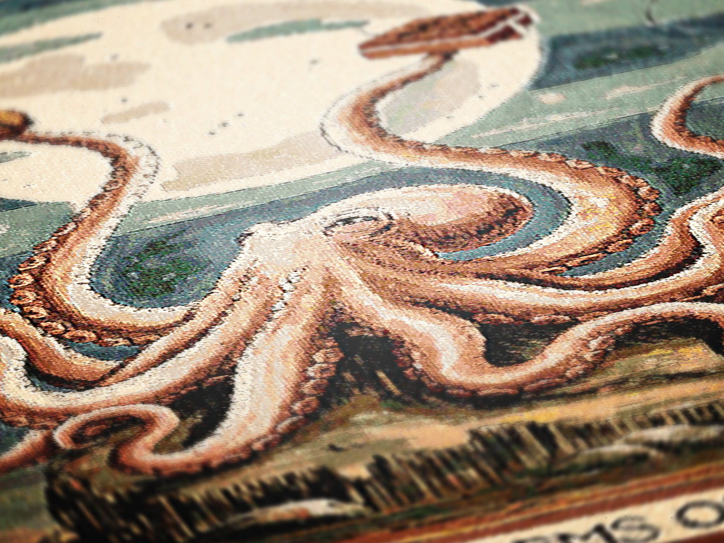 These Arms Of Mine, Moody Vintage Octopus and Moon Woven Cotton Blanket