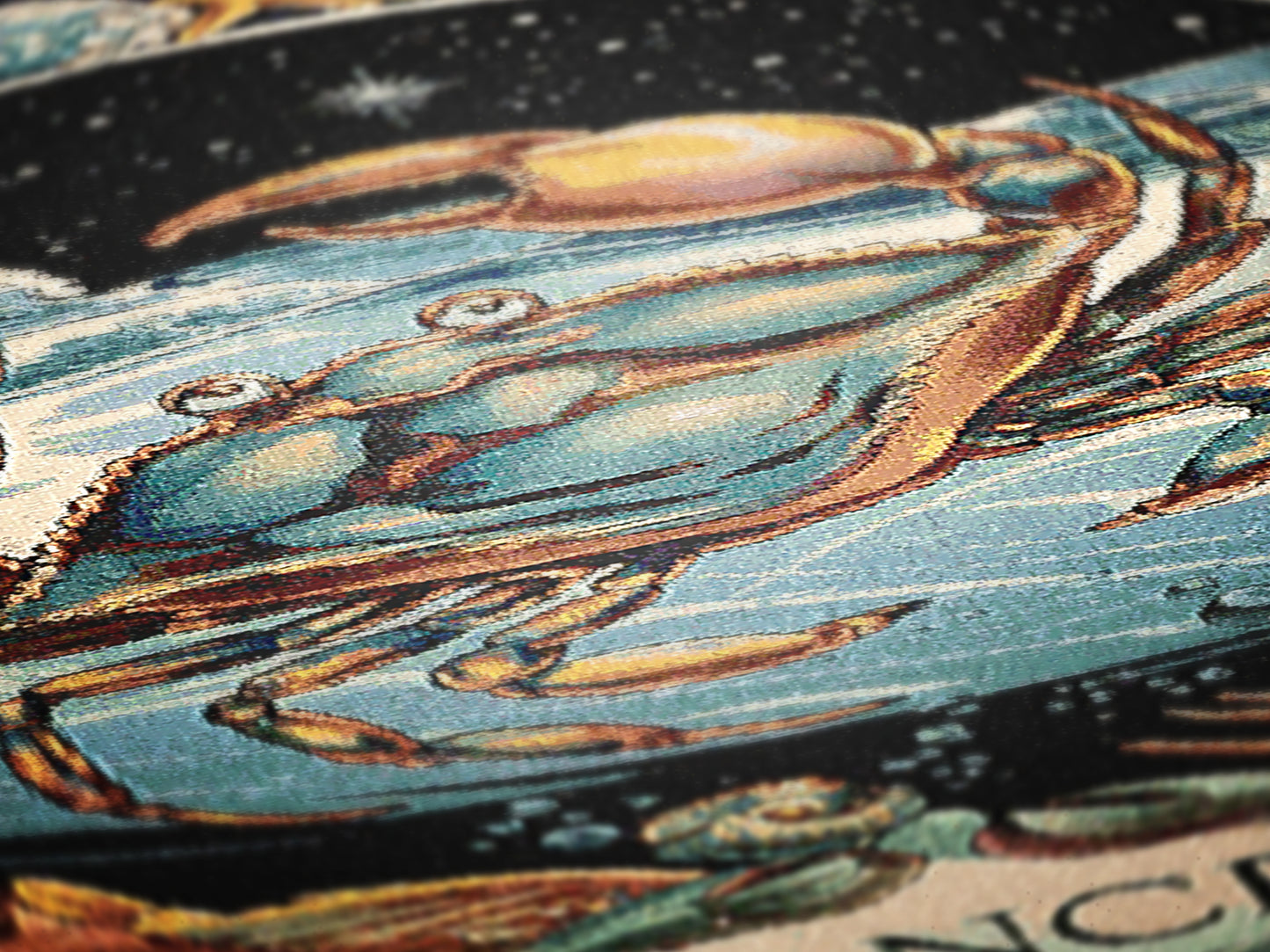 Art Nouveau Zodiac Cancer Woven Fringe Blanket