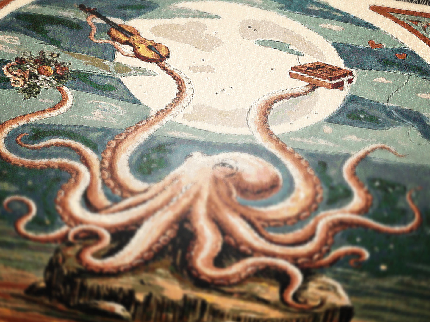 These Arms Of Mine, Moody Vintage Octopus and Moon Woven Cotton Blanket