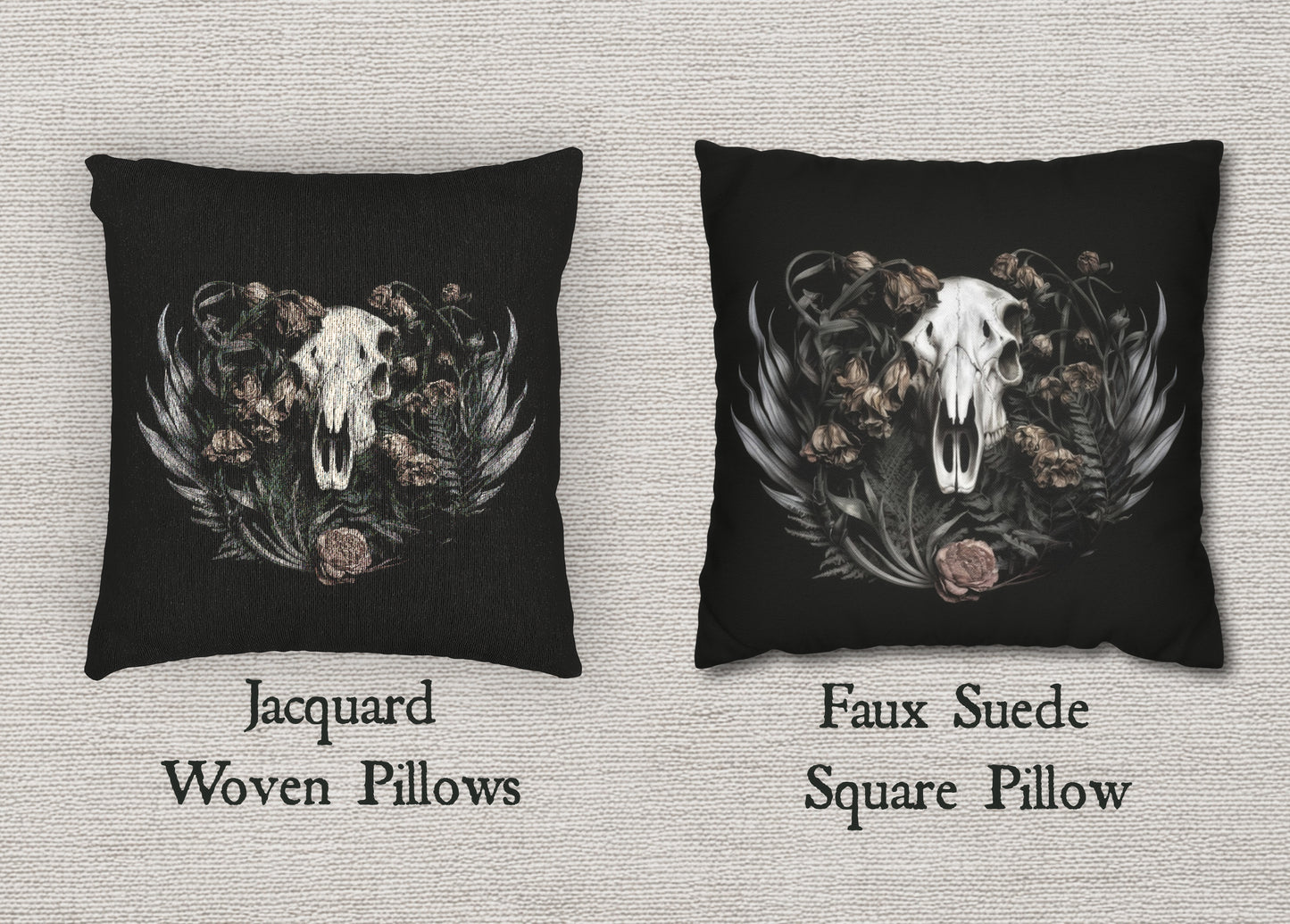 C-2 Botanical Ram Skull Woven Pillow