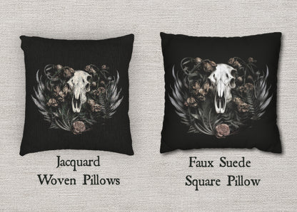 C-2 Botanical Ram Skull Woven Pillow