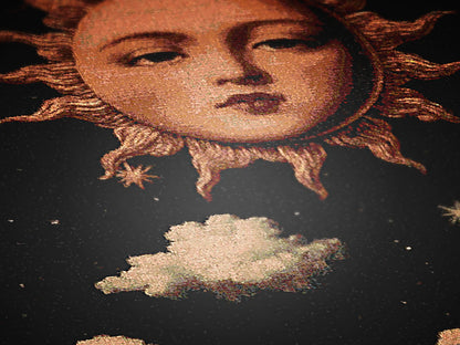 Celestial Sun And Moon Woven Blanket, Boho Whimsical Tapestry Throw, Mystical Whimsigoth Throw, Cozy Bohemian Home Decor Gift