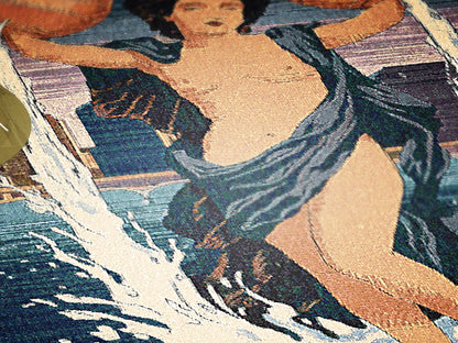 Art Nouveau Zodiac Aquarius Woven Fringe Blanket
