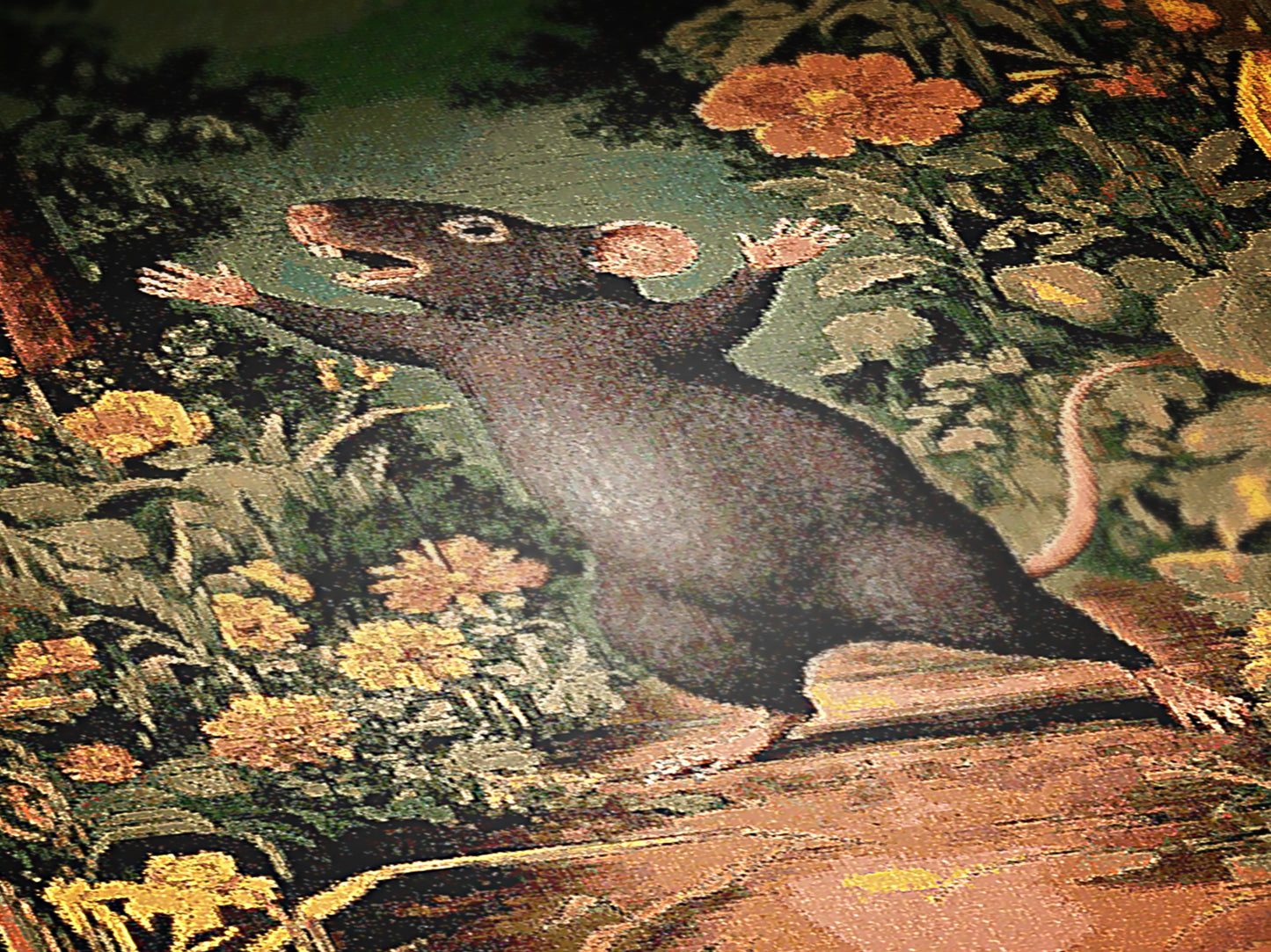 Vintage Victorian Aesthetic Rat Dancing In The Forest, Floral Botanical Woven Tapestry | Whimsical Decorative Throw Blanket