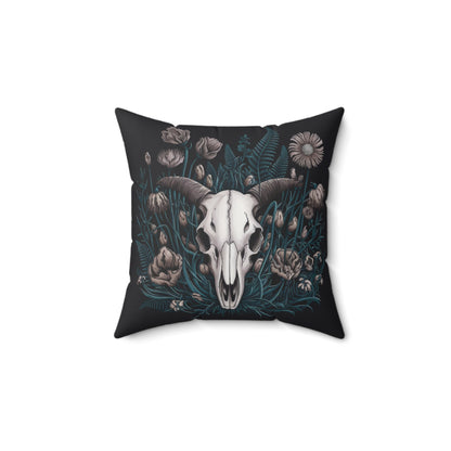 Floral Ram Skull Faux Suede