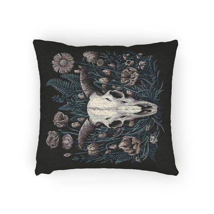 C-3 Floral Ram Skull Woven Pillow