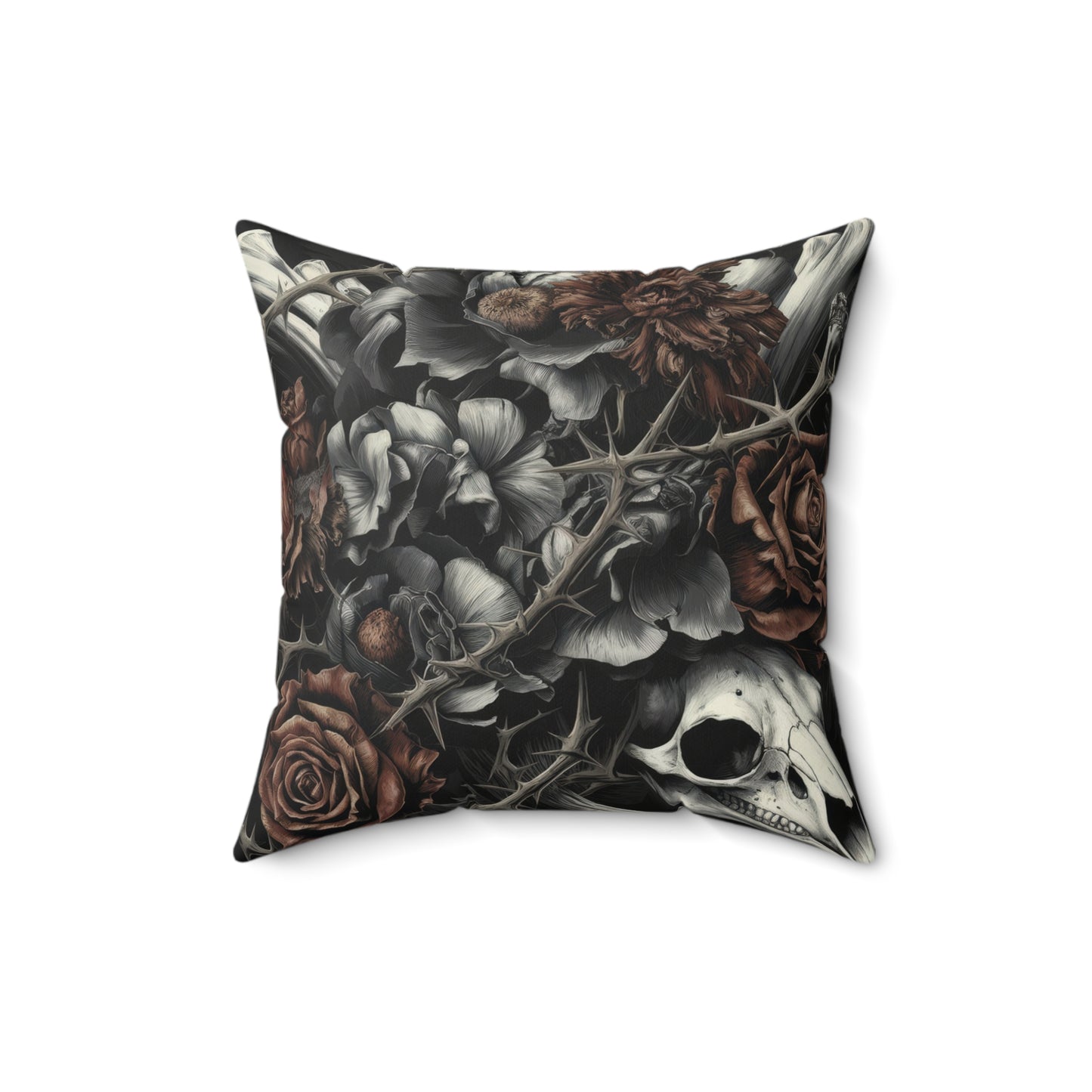 Raven Skull & Roses Faux Suede