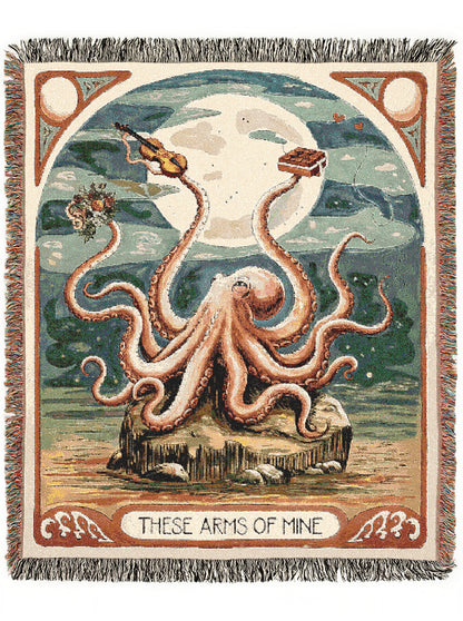 These Arms Of Mine, Moody Vintage Octopus and Moon Woven Cotton Blanket
