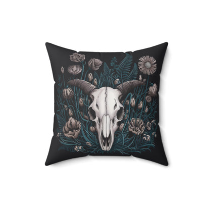 Floral Ram Skull Faux Suede