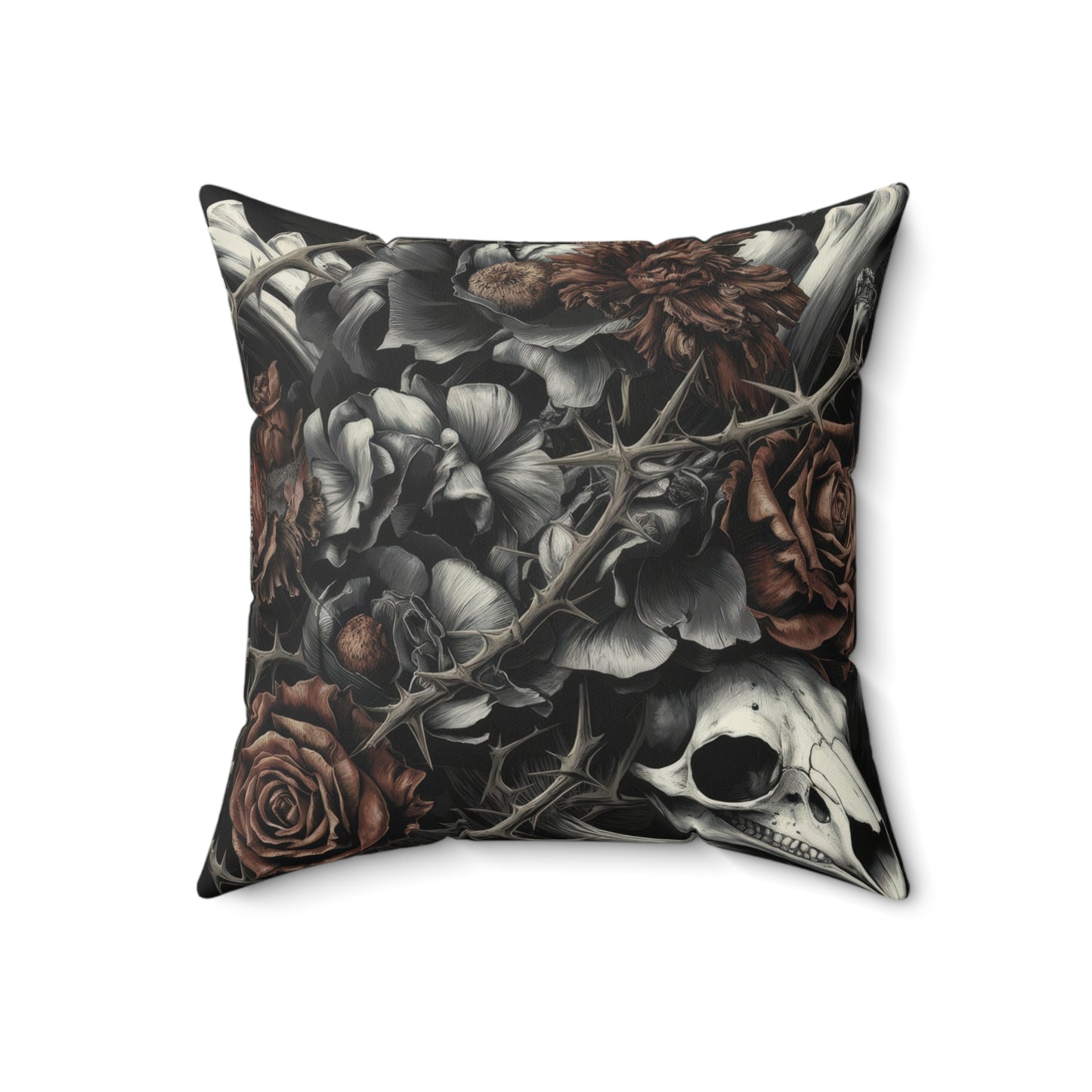 Raven Skull & Roses Faux Suede