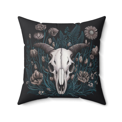 Floral Ram Skull Faux Suede