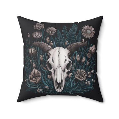Floral Ram Skull Faux Suede