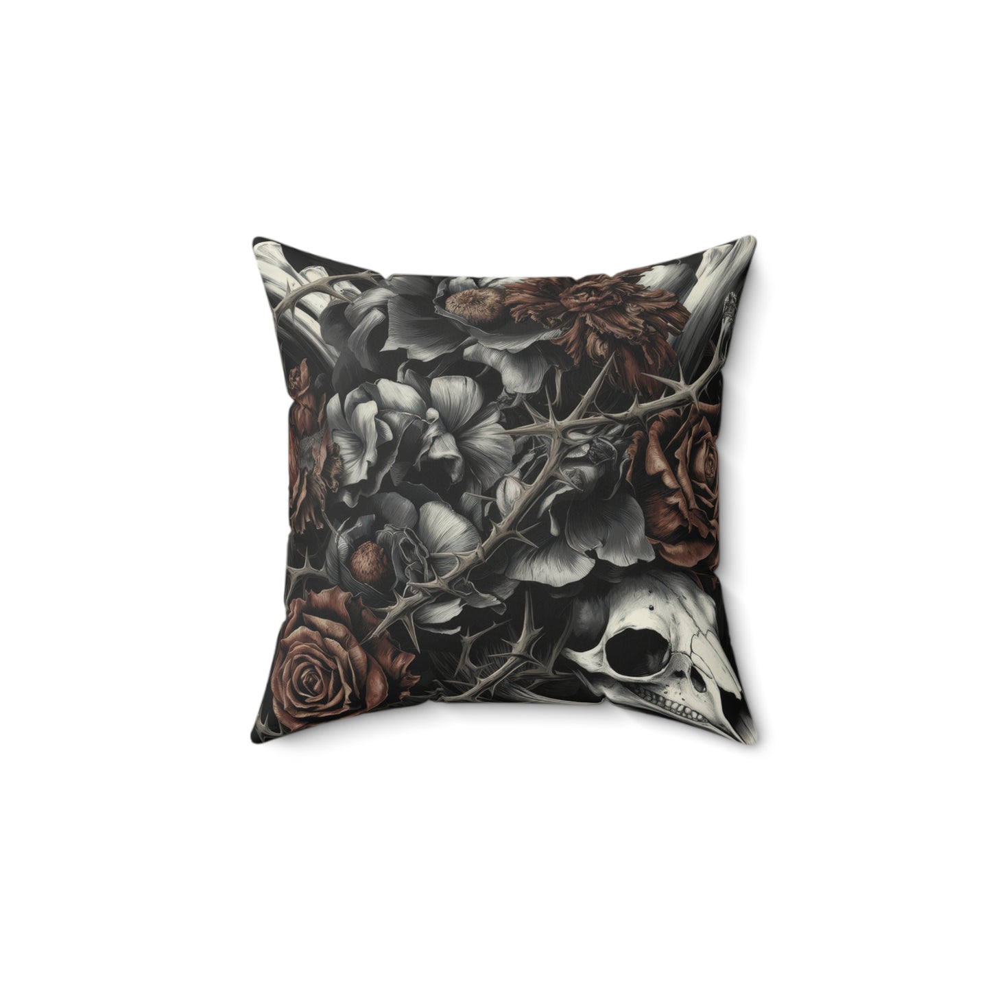 Raven Skull & Roses Faux Suede