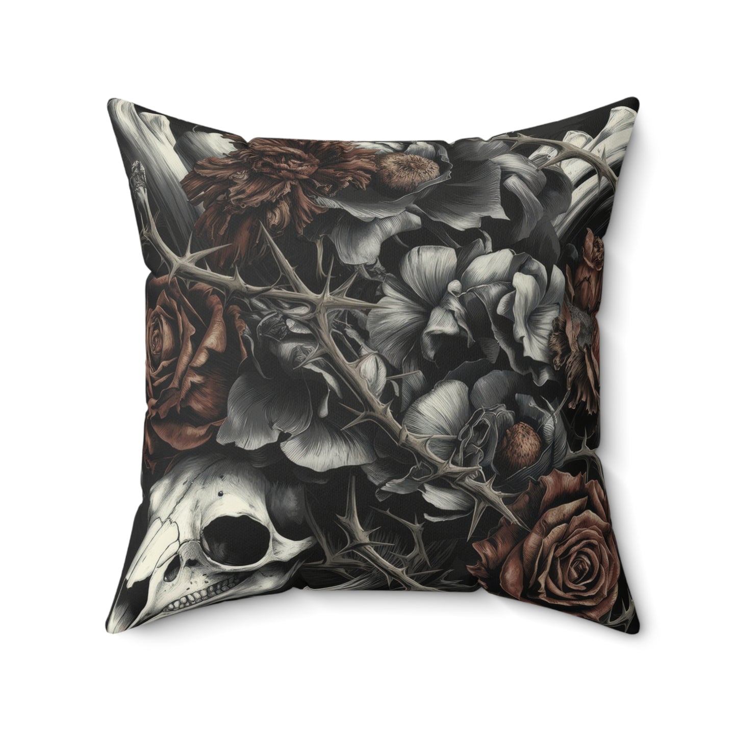 Raven Skull & Roses Faux Suede