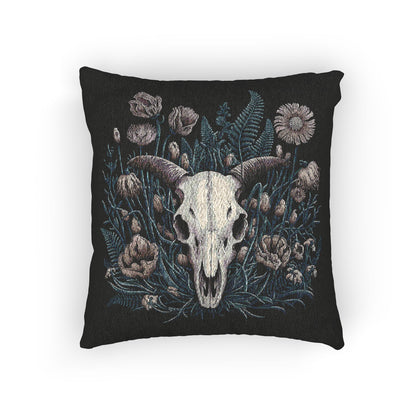 C-3 Floral Ram Skull Woven Pillow