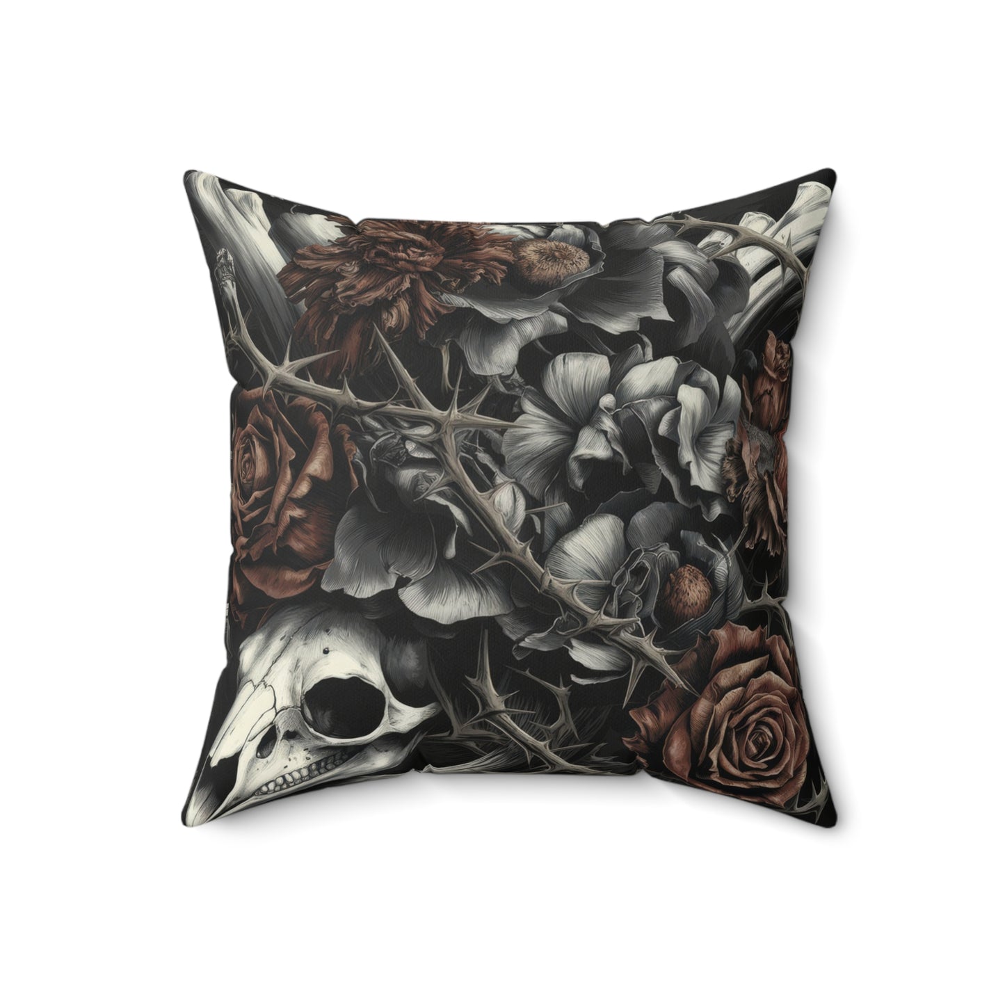 Raven Skull & Roses Faux Suede
