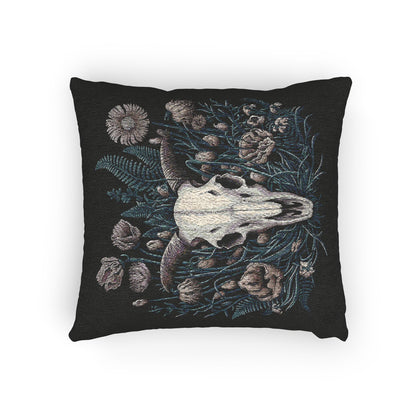 C-3 Floral Ram Skull Woven Pillow