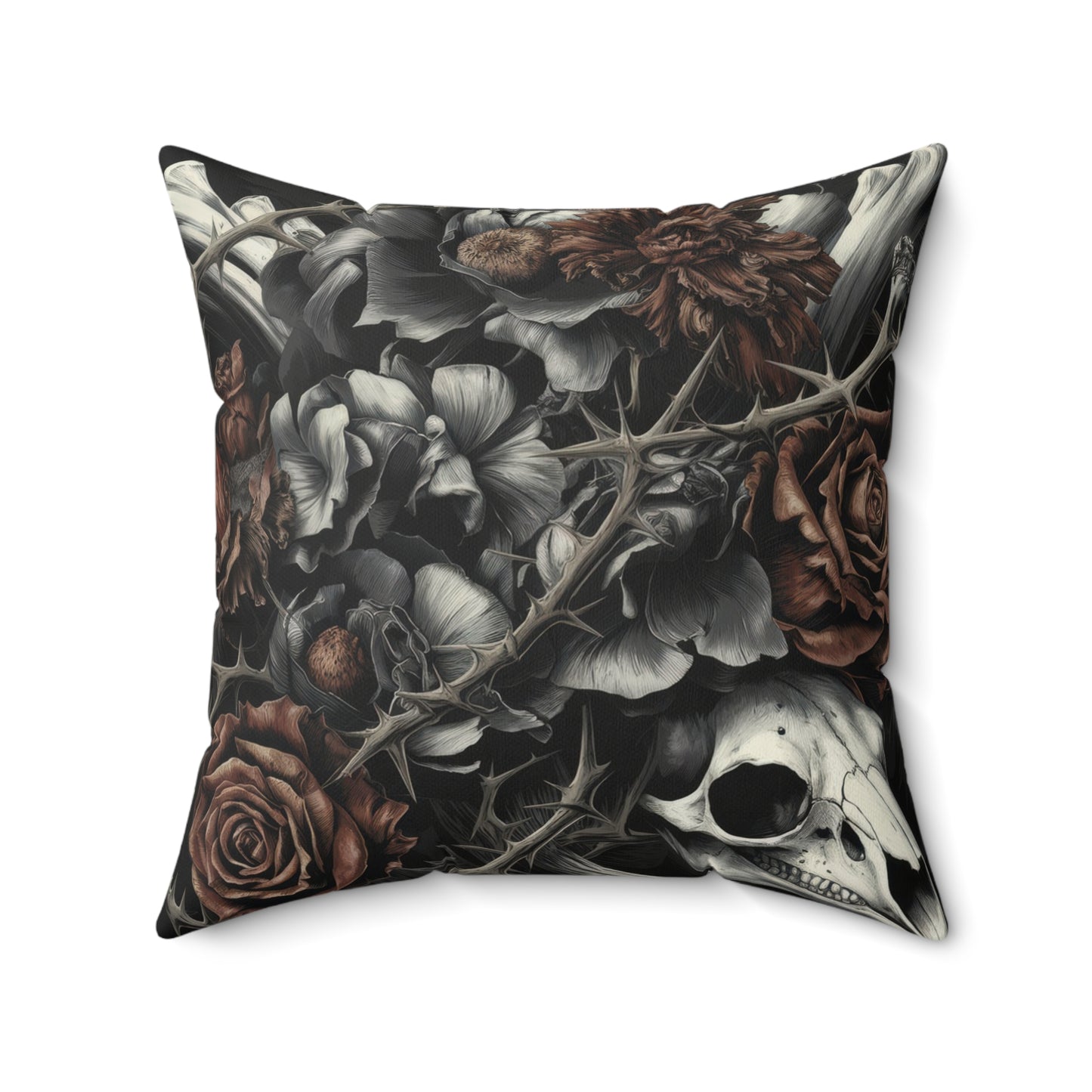 Raven Skull & Roses Faux Suede