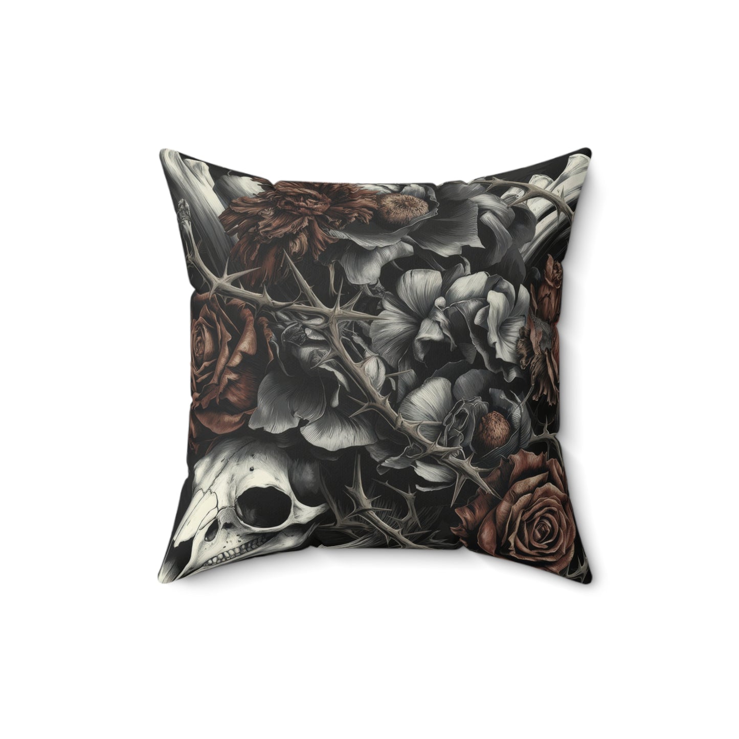 Raven Skull & Roses Faux Suede