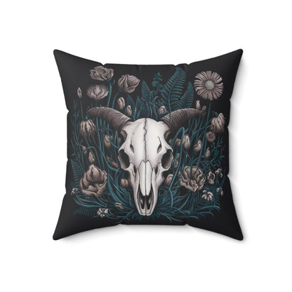 Floral Ram Skull Faux Suede