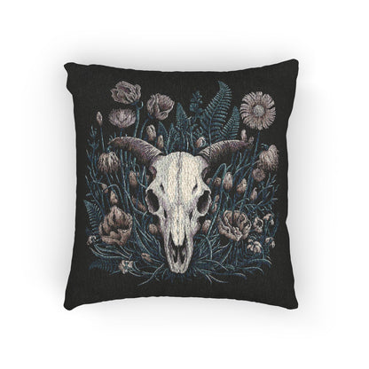 C-3 Floral Ram Skull Woven Pillow