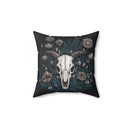Floral Ram Skull Faux Suede