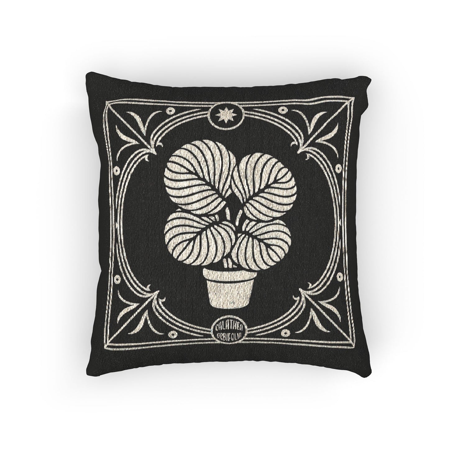 Calathea Orbifolia Woven Pillow