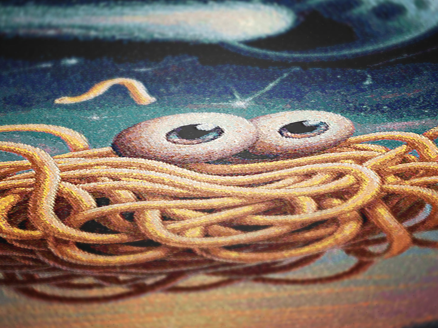 Flying Spaghetti Monster Tapestry Woven Wall Art, Cosmic Space Blanket, Funny Ramen Pasta Noodle Blanket, Whimsical Decor Large Wall Hanging