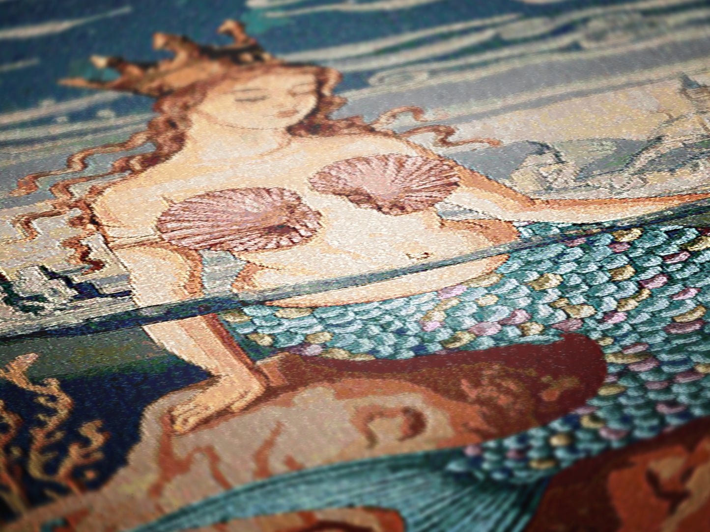 Mermaid Woven Blanket, Cozy Throw for Beach Lovers, Nautical Home Decor, Gift for Sea Enthusiasts, Whimsigoth Decor