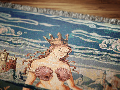 Mermaid Woven Blanket, Cozy Throw for Beach Lovers, Nautical Home Decor, Gift for Sea Enthusiasts, Whimsigoth Decor