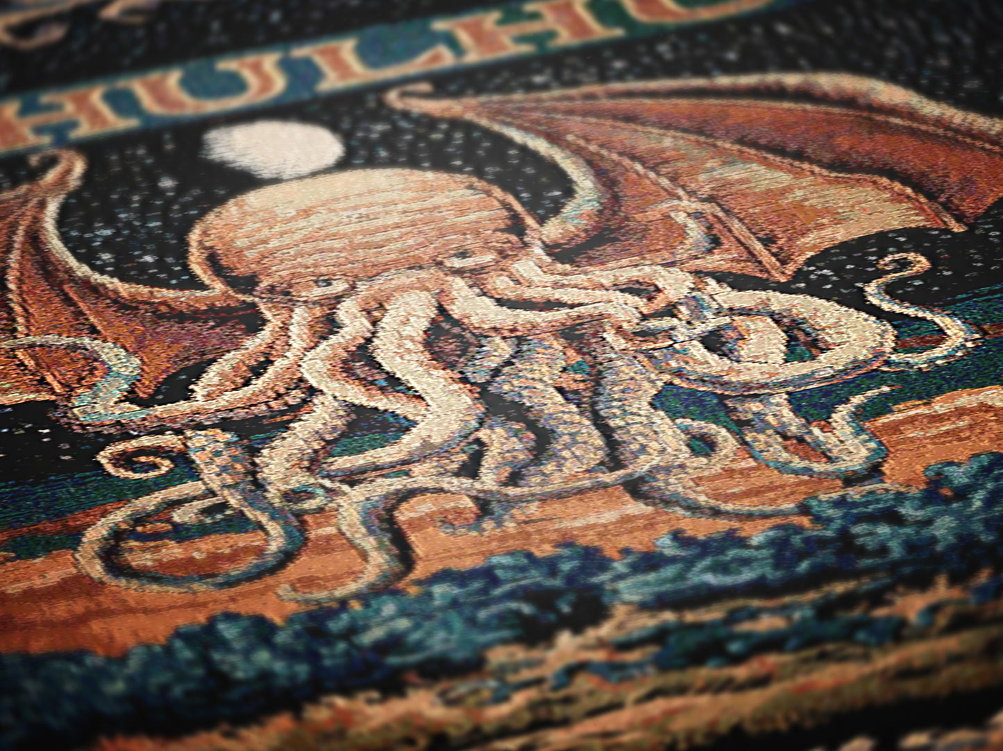 Cthulhu Woven Blanket, Large Wall Tapestry, Cozy Throw for Horror Fans, Jacquard Woven, HP Lovecraft Lovers Home Decor Gift