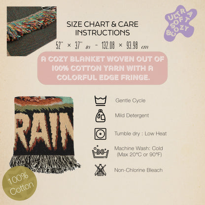 Zombie Throw Blanket, 70s Comic Book Large Wall Tapestry, Woven Throw Horror Halloween Decor Funny Unique Gift, Cotton Woven Throw Blanket