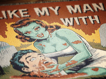 Zombie Throw Blanket, 70s Comic Book Large Wall Tapestry, Woven Throw Horror Halloween Decor Funny Unique Gift, Cotton Woven Throw Blanket