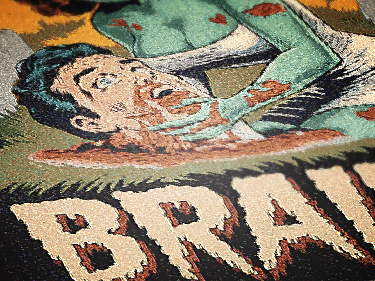 Zombie Throw Blanket, 70s Comic Book Large Wall Tapestry, Woven Throw Horror Halloween Decor Funny Unique Gift, Cotton Woven Throw Blanket