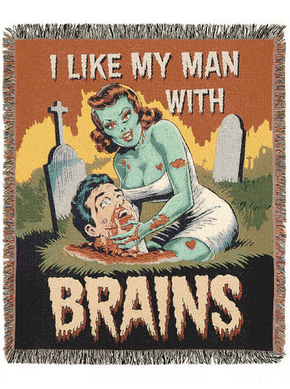 Zombie Throw Blanket, 70s Comic Book Large Wall Tapestry, Woven Throw Horror Halloween Decor Funny Unique Gift, Cotton Woven Throw Blanket