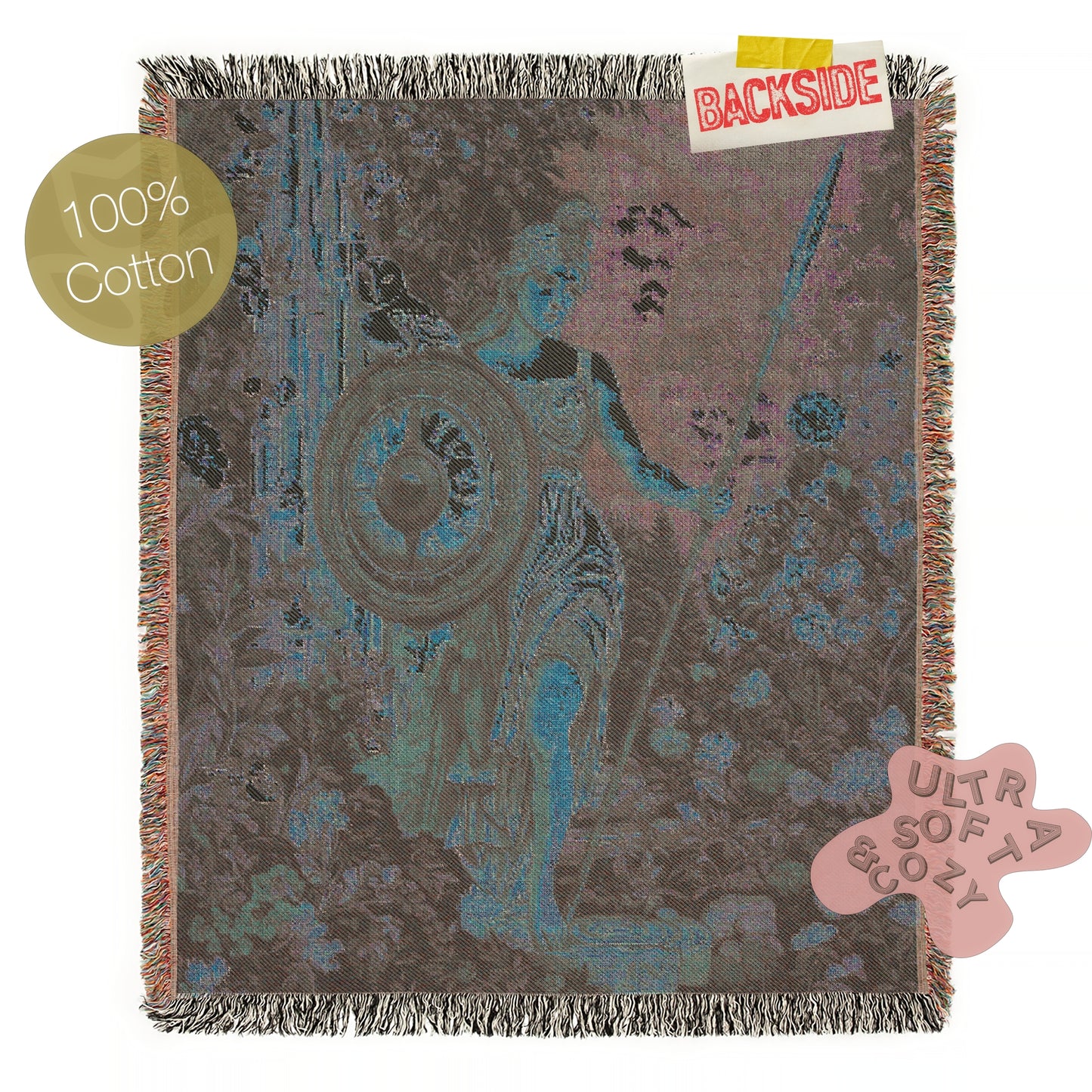 Athena Woven Blanket, Greek Mythology Goddess of Wisdom, Large Wall Tapestry, Witchcore Throw Blanket Couch, Whimsigoth Decor