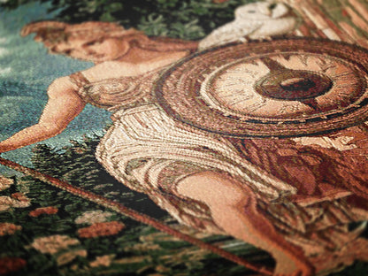 Athena Woven Blanket, Greek Mythology Goddess of Wisdom, Large Wall Tapestry, Witchcore Throw Blanket Couch, Whimsigoth Decor