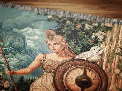 Athena Woven Blanket, Greek Mythology Goddess of Wisdom, Large Wall Tapestry, Witchcore Throw Blanket Couch, Whimsigoth Decor