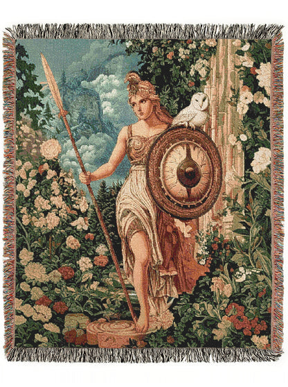 Athena Woven Blanket, Greek Mythology Goddess of Wisdom, Large Wall Tapestry, Witchcore Throw Blanket Couch, Whimsigoth Decor