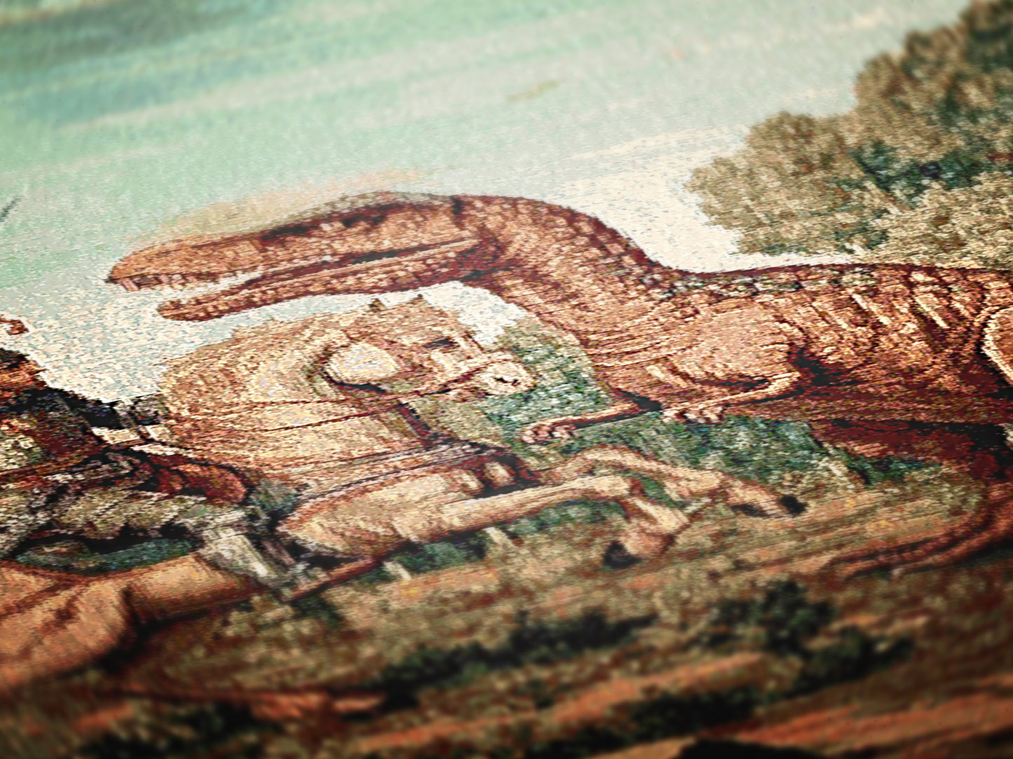 Funny Knight Vs Dinosaur Woven Blanket, Medieval Wall Art, Fantasy Large Wall Tapestry, Renaissance Fair Castlecore Decor, Baby Nursery Gift