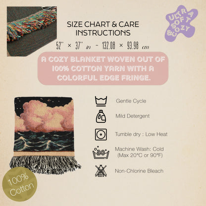 Celestial Whale Woven Blanket Large Tapestry, Whimsigoth Decor Antique Woven Wall Art Tapestry, Boho Throw, Sun Moon Picnic Blanket