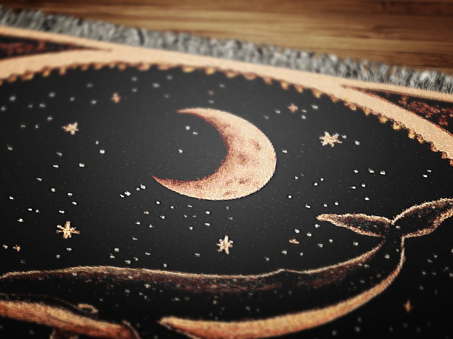 Celestial Whale Woven Blanket Large Tapestry, Whimsigoth Decor Antique Woven Wall Art Tapestry, Boho Throw, Sun Moon Picnic Blanket