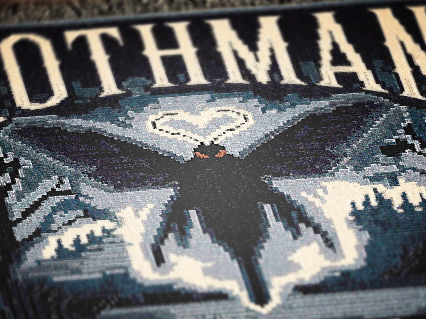 Retro Blue Mothman Jacquard Woven Blanket, Point Pleasant West Virginia Cryptid Throw, Spooky Monster Decor, Cryptozoology Gift