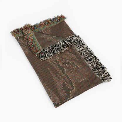 Retro Blue Mothman Jacquard Woven Blanket, Point Pleasant West Virginia Cryptid Throw, Spooky Monster Decor, Cryptozoology Gift