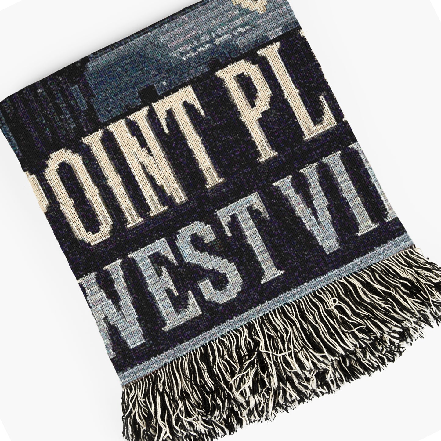 Retro Blue Mothman Jacquard Woven Blanket, Point Pleasant West Virginia Cryptid Throw, Spooky Monster Decor, Cryptozoology Gift