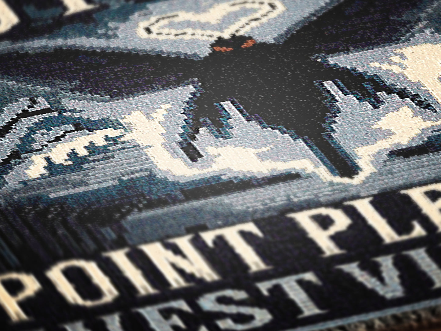 Retro Blue Mothman Jacquard Woven Blanket, Point Pleasant West Virginia Cryptid Throw, Spooky Monster Decor, Cryptozoology Gift