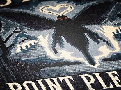 Retro Blue Mothman Jacquard Woven Blanket, Point Pleasant West Virginia Cryptid Throw, Spooky Monster Decor, Cryptozoology Gift