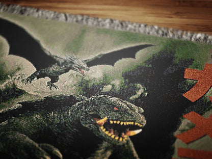 Kaiju Gamera Tapestry, Japanese Woven Wall Art, Large Tokusatsu Fantasy Woven Throw, Gamera Poster Throw, Kaiju Picnic Blanket