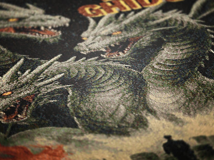 King Ghidorah Blanket, Japanese Woven Wall Art, Large Tokusatsu Fantasy Woven Throw, Gamera Poster Throw, Kaiju Picnic Blanket